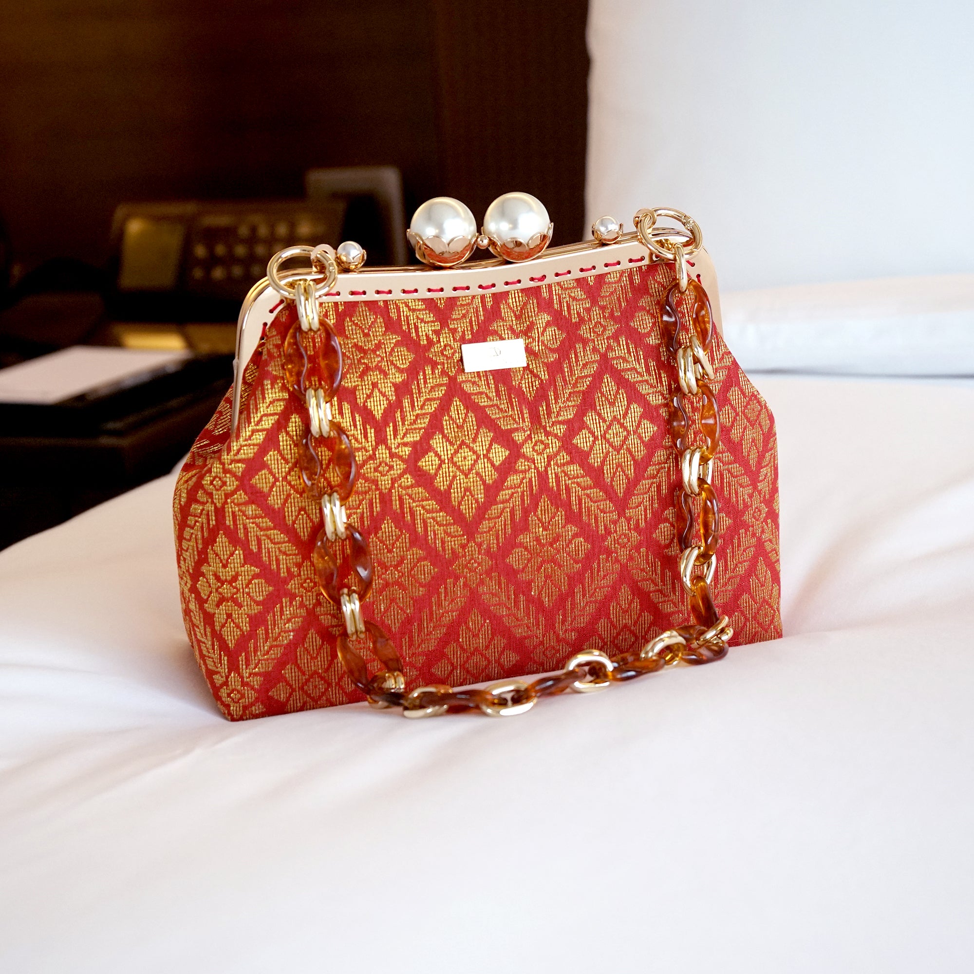 Acrylic Chain Songket Shoulder Bag - Palace Thai(RD)