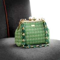 Acrylic Chain Tweed Shoulder Bag