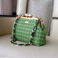 Acrylic Chain Tweed Shoulder Bag