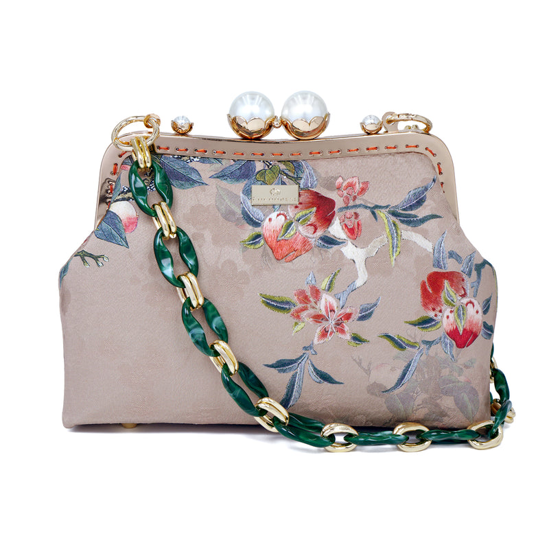 Acrylic Chain Shoulder Bag - Inked Flower