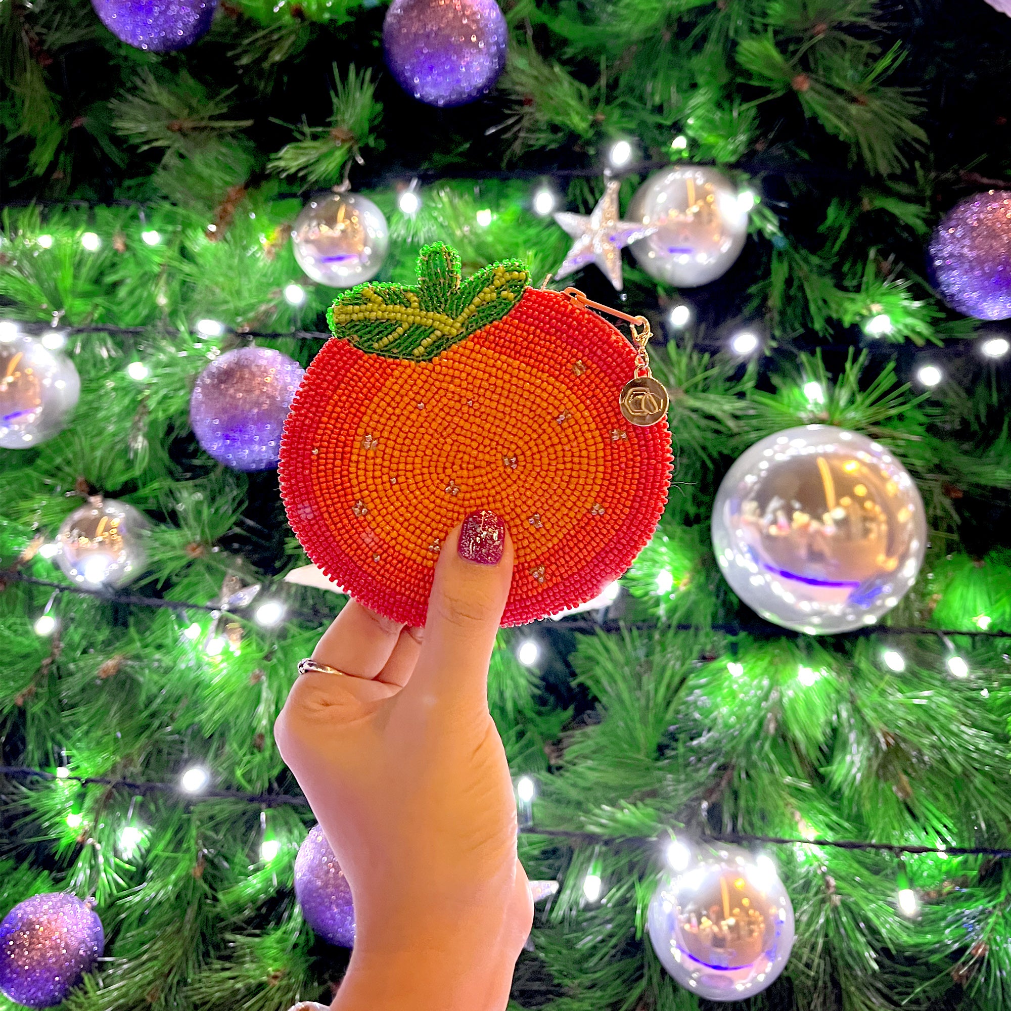 Beaded Coin Purse - Orange