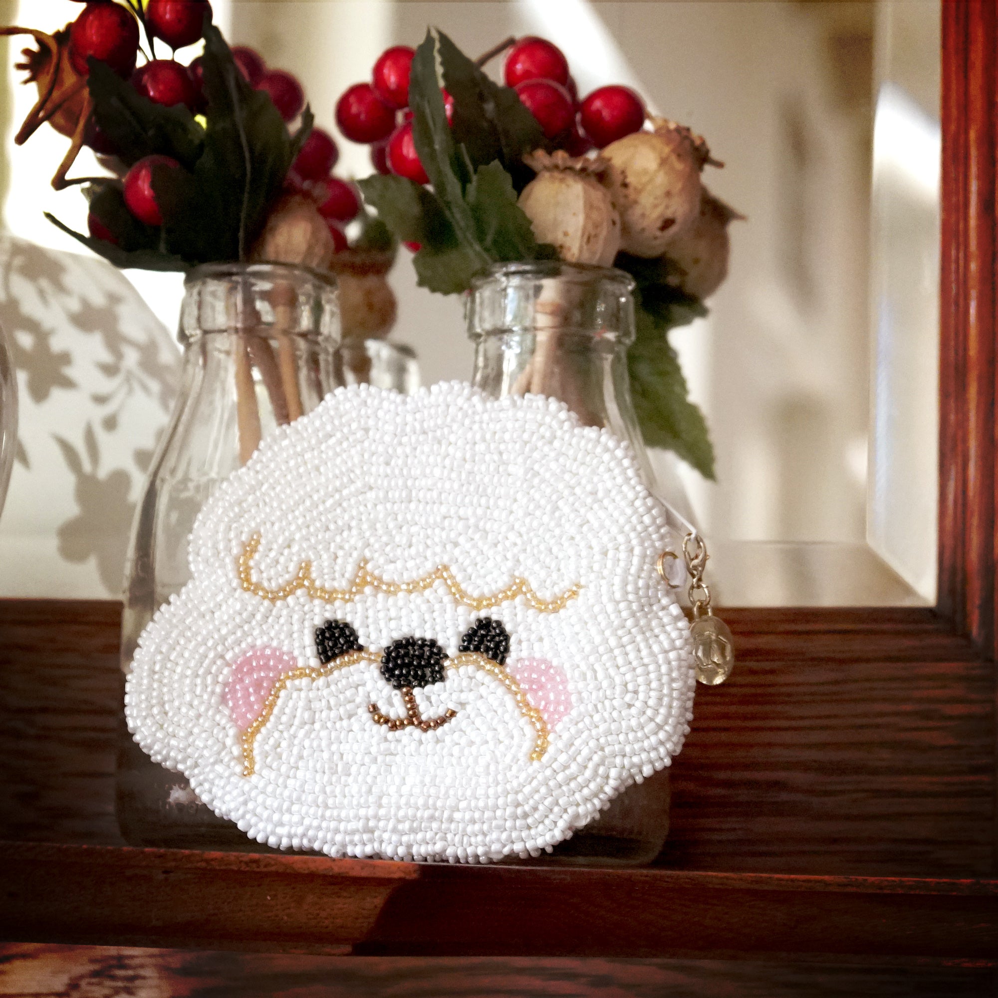 Beaded Coin Purse - Bichon Frise