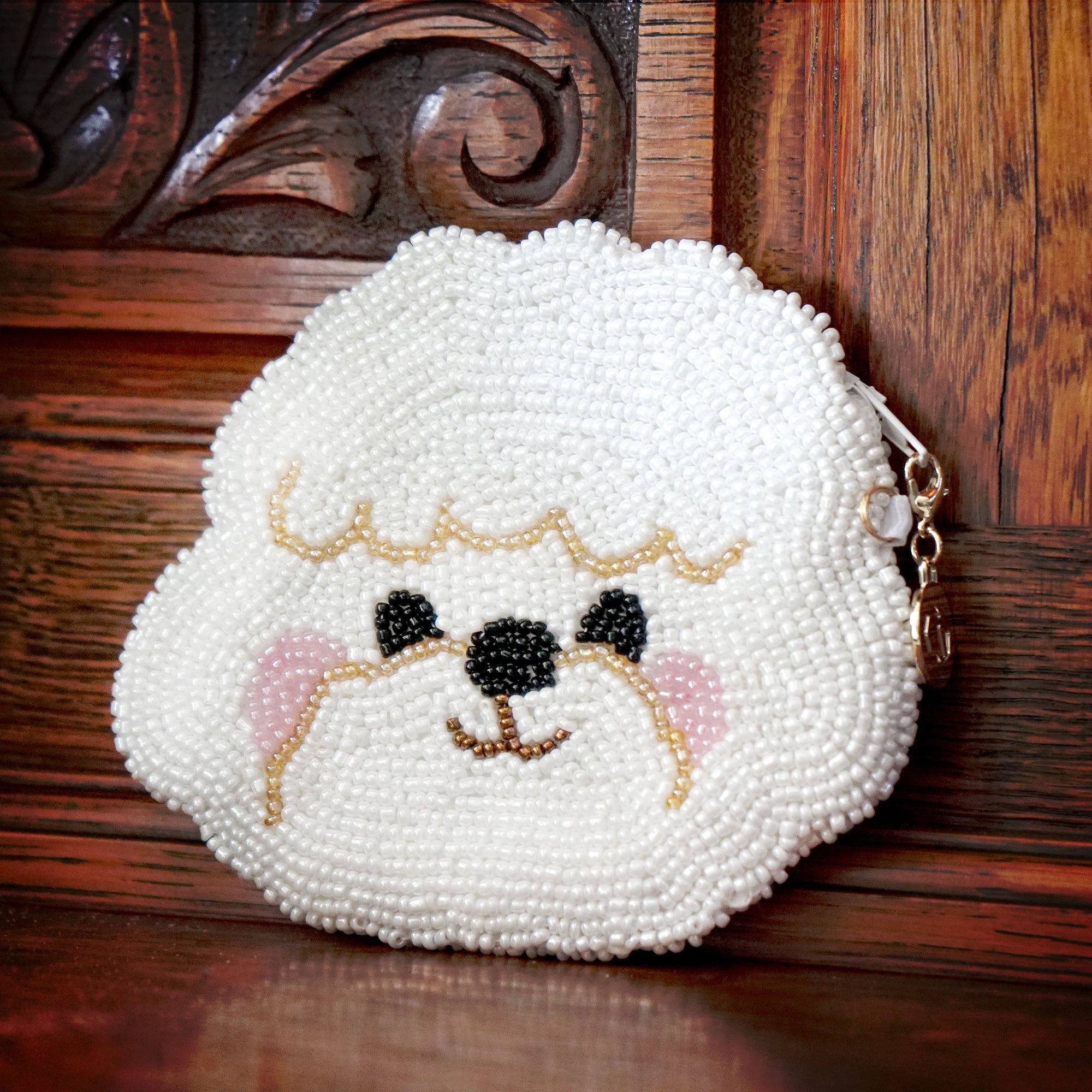 Beaded Coin Purse - Bichon Frise