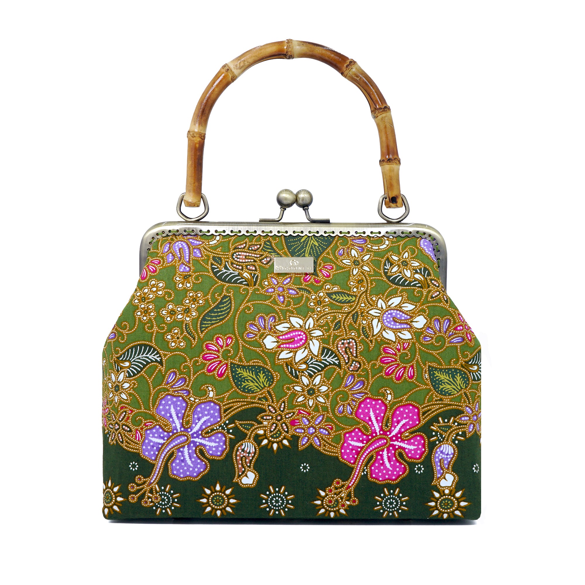 Bamboo Top Handle Bag - Hibiscus