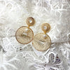 Gold Disc Filigree Drop Earrings