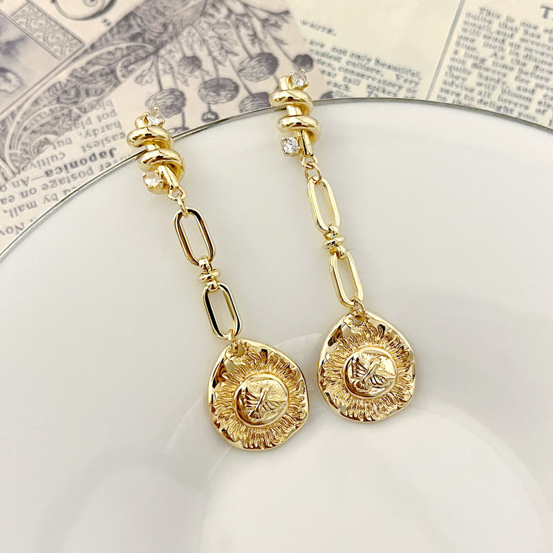 Gold Plated Coin Drop Earrings