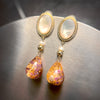 Oval Nacre Top Dried Flower Resin Teardrop Earrings