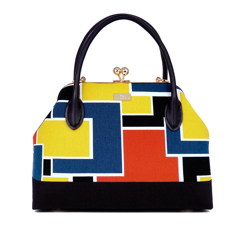 Leather Top-Handle Bag - Mondrian