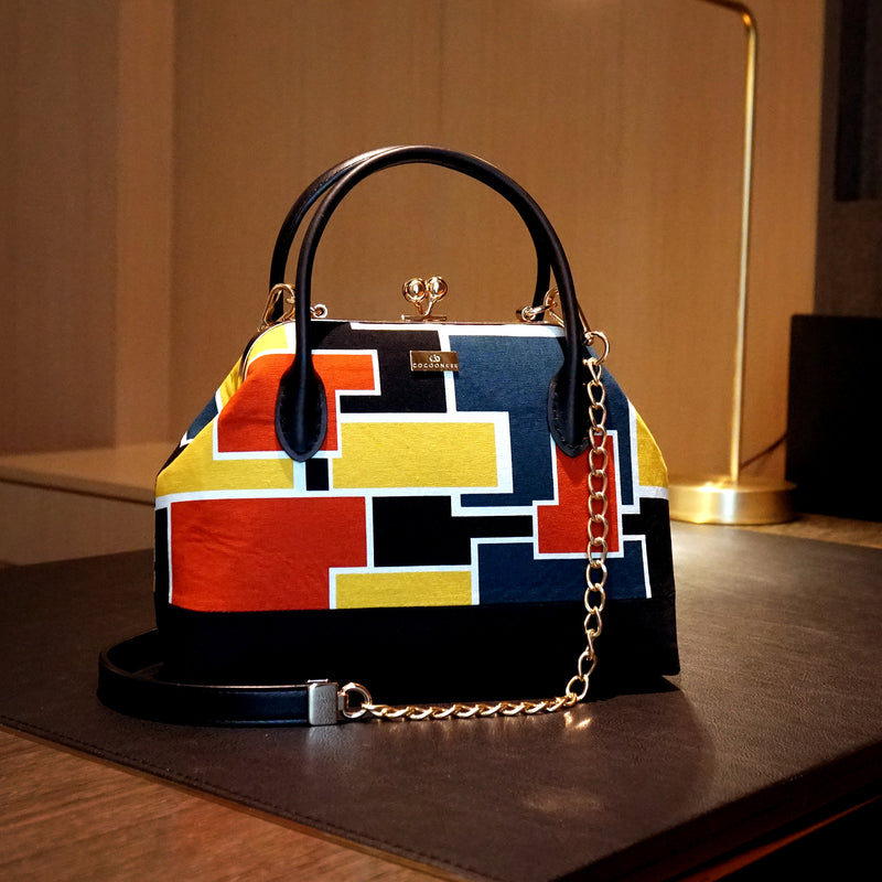 Leather Top-Handle Bag - Mondrian