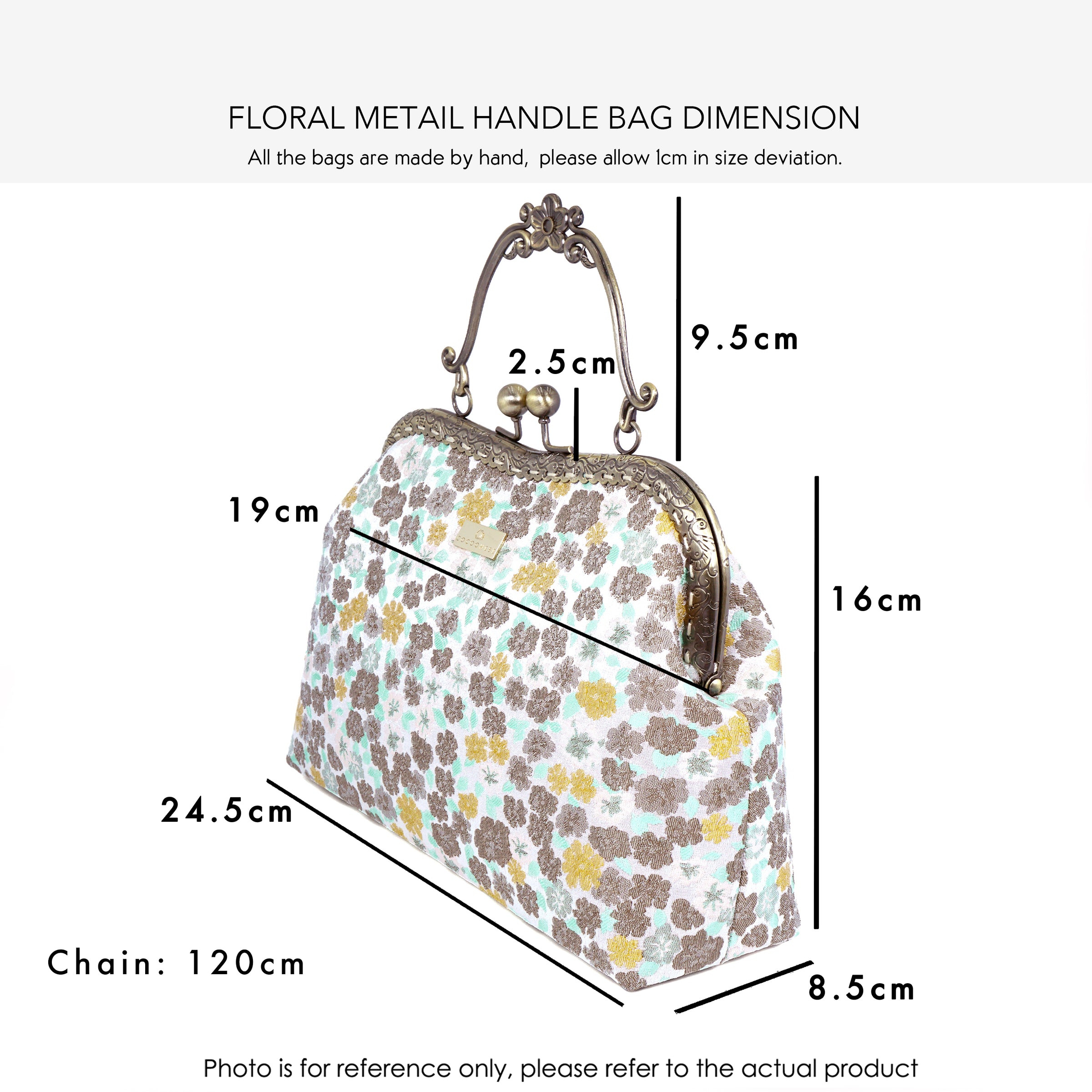 Floral Metal Handle Bag - Tender Rose