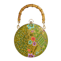 Round Hard Case Bamboo Handle Bag - Parterre(GN)