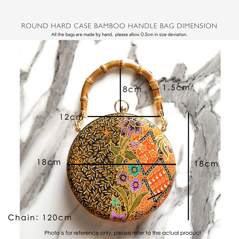 Round Hard Case Bamboo Handle Bag - Tango