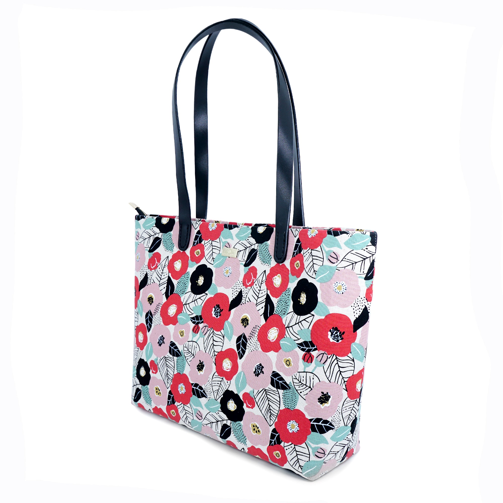 Zipper Top Tote Bag - Tsubaki Garden