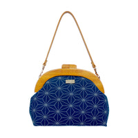 Round Crossbody Bag With Wooden Frame - Hemp Leaves