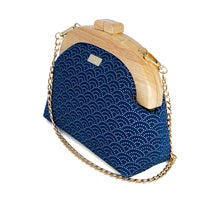 Round Crossbody Bag With Wooden Frame - Under the Wave