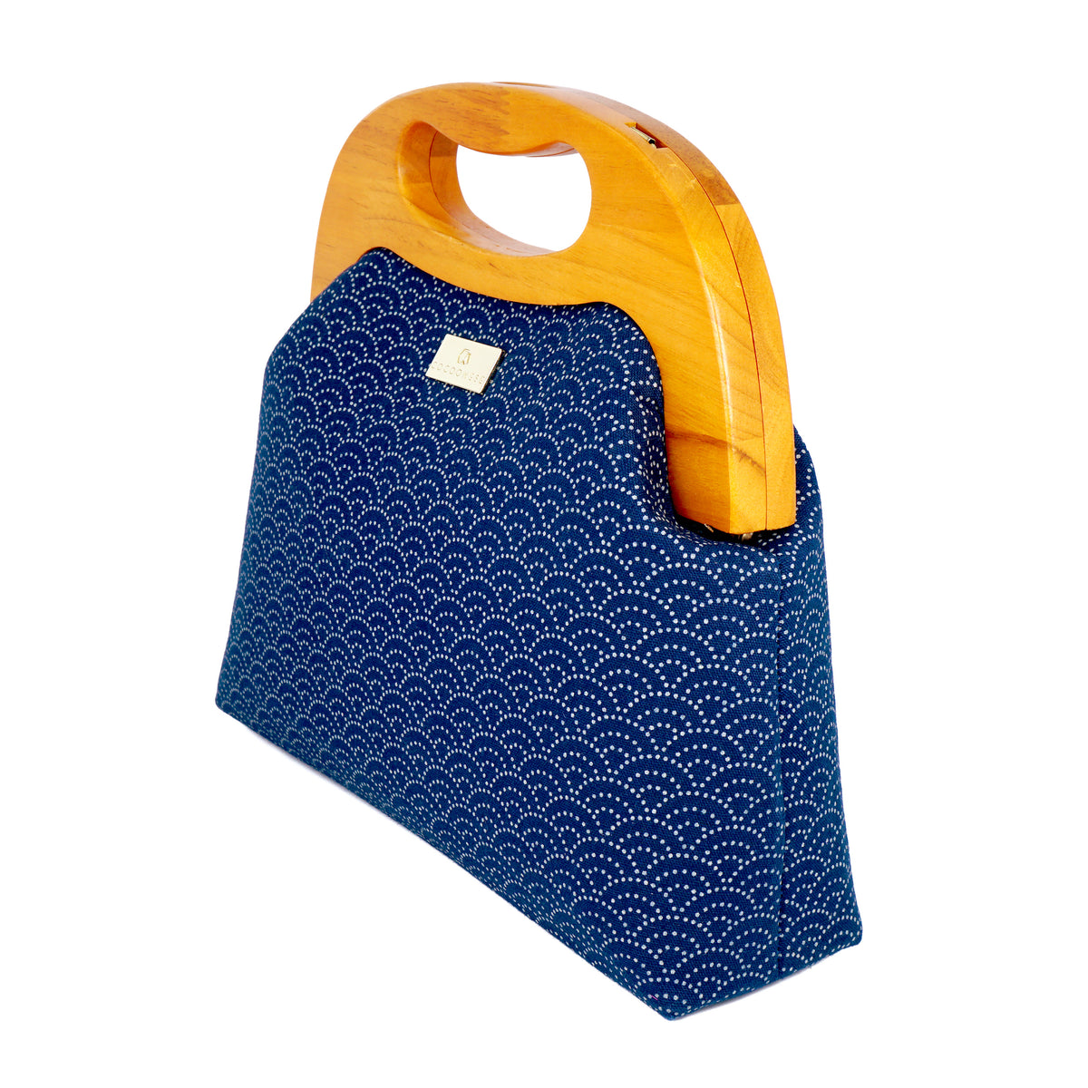 Handbag With Wooden Frame - Under the Wave