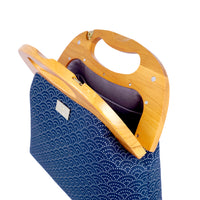 Handbag With Wooden Frame - Under the Wave