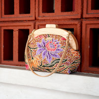 Round Crossbody Bag With Wooden Frame - Whimsy