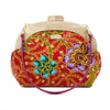 Round Crossbody Bag With Wooden Frame - Autumn Rain